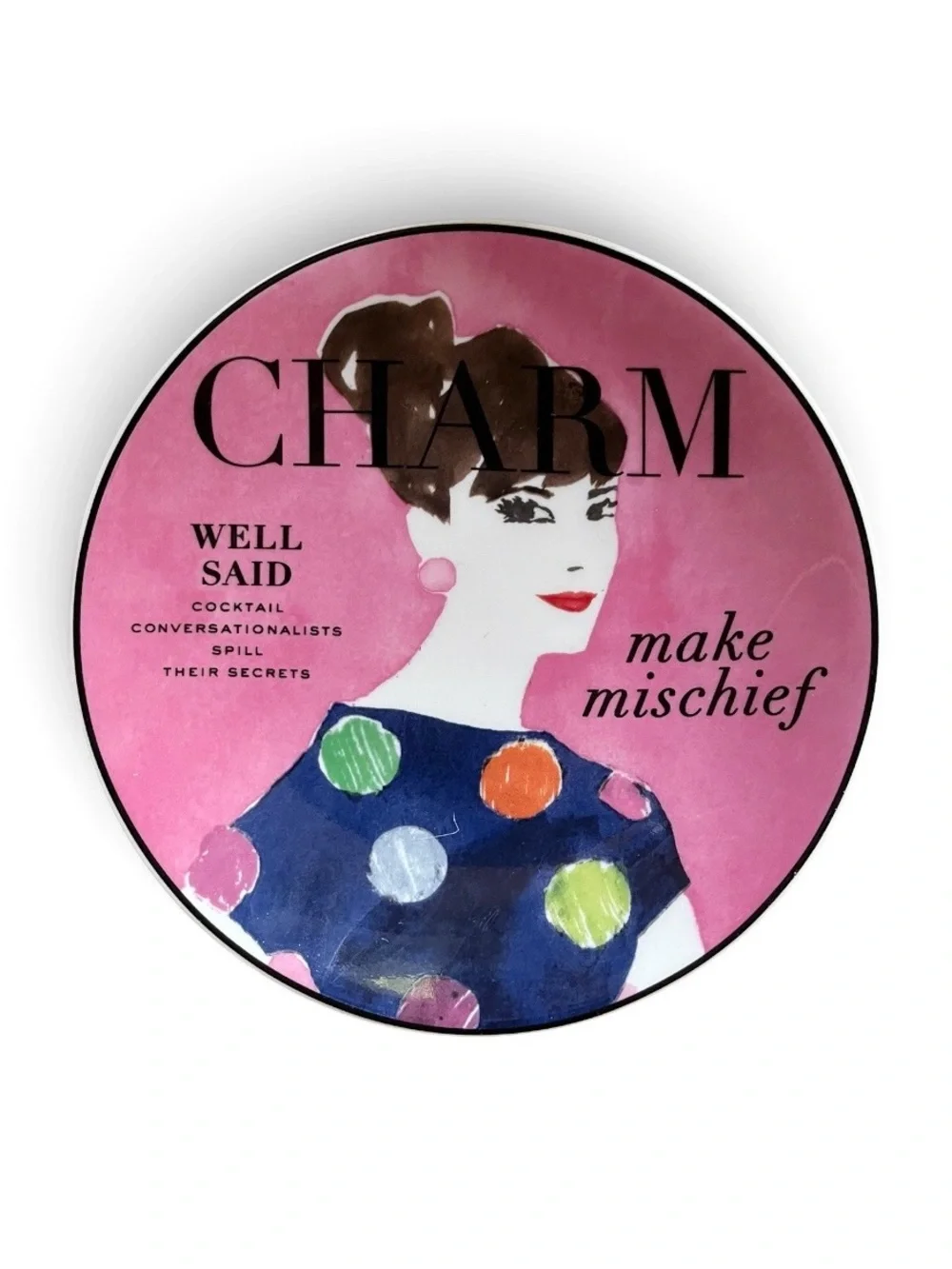 RARE Set of 6 Kate Spade New York Make Headlines Charm Magazine Tidbit Plates